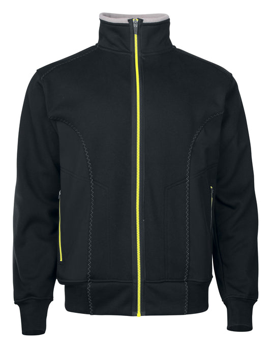ProJob 2121 Sweatshirt Jacke mit Kontrast Reissverschluss Schwarz, Vorderansicht
