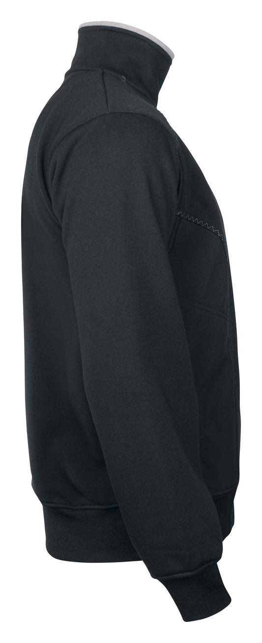 ProJob 2121 Sweatshirt Jacke mit Kontrast Reissverschluss Schwarz, Seitenansicht links