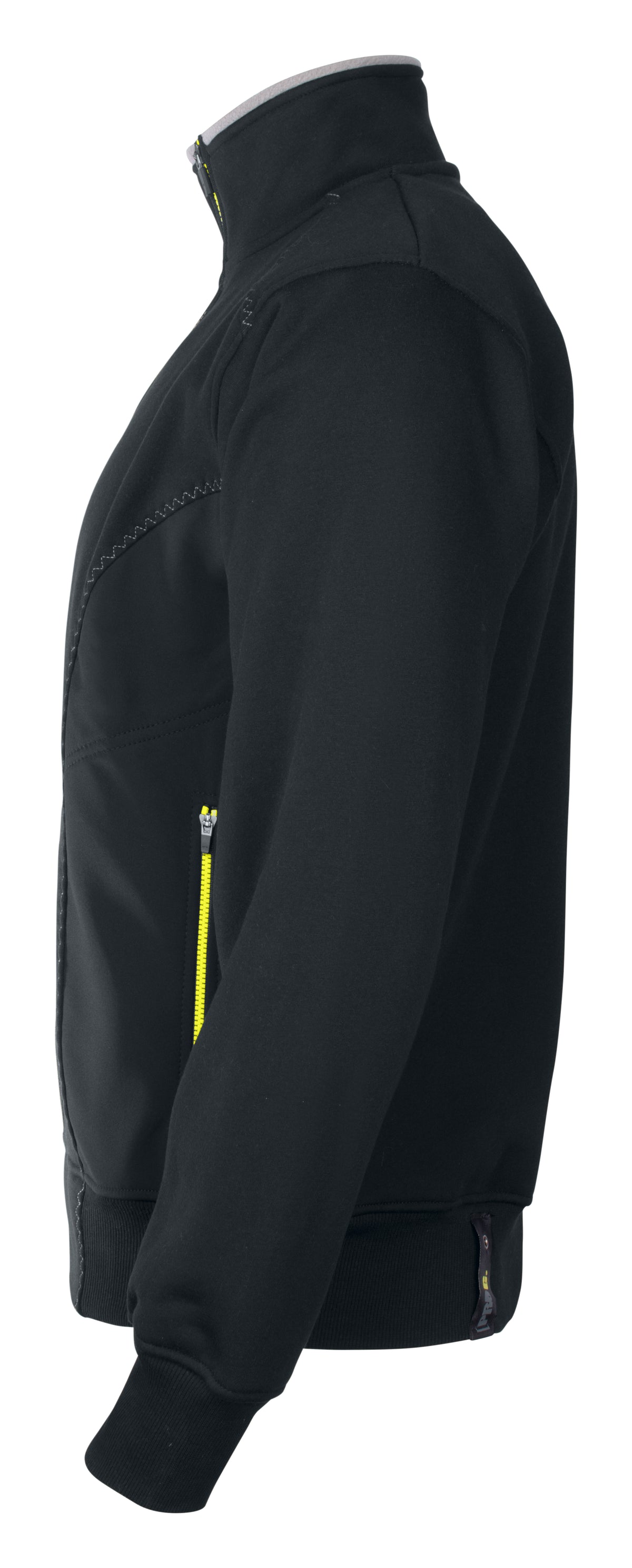 ProJob 2121 Sweatshirt Jacke mit Kontrast Reissverschluss Schwarz, Seitenansicht rechts