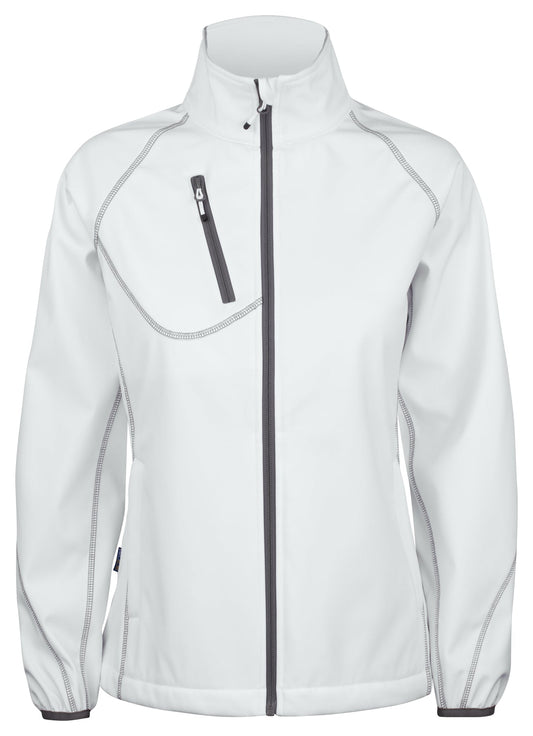 ProJob 2423 Damen Softshell Jacke mit Kontrastelementen Weiss, Vorderansicht