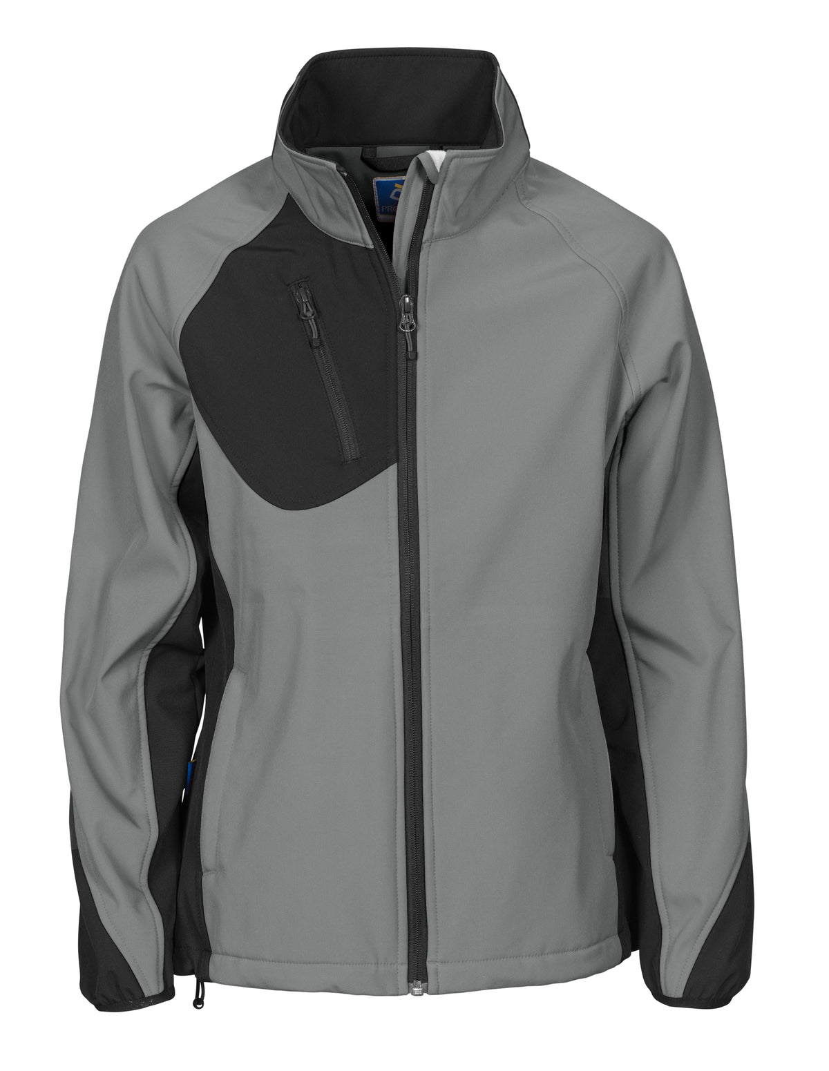 ProJob 2423 Damen Softshell Jacke mit Kontrastelementen Steingrau, Vorderansicht