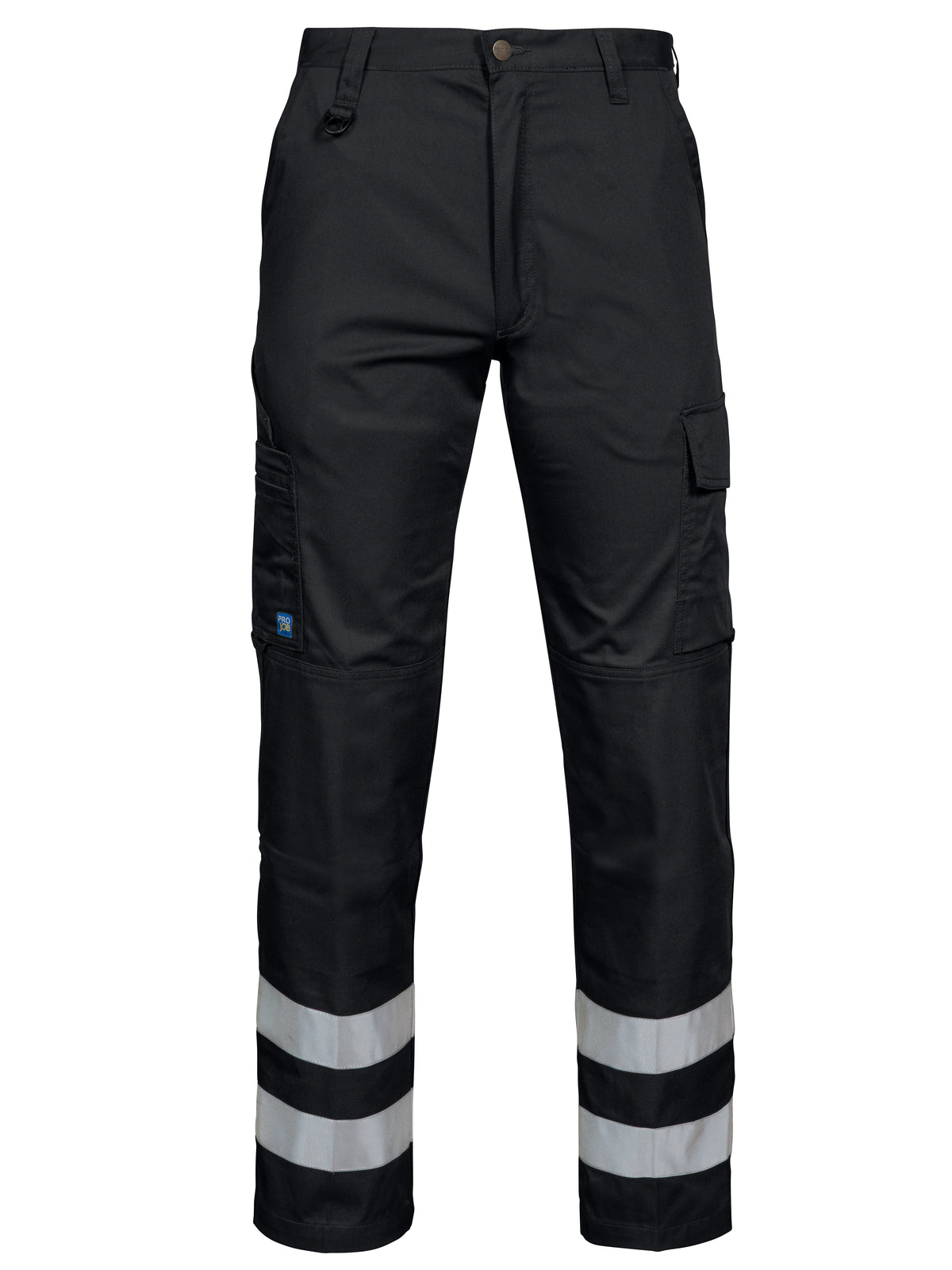 ProJob 2517 Arbeitshose mit Reflektoren Gerader Schnitt Schwarz, Vorderansicht