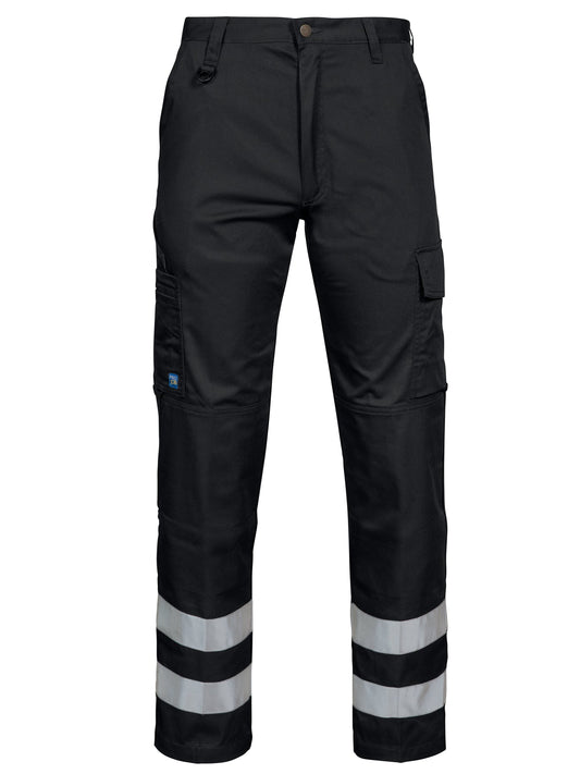 ProJob 2517 Arbeitshose mit Reflektoren Gerader Schnitt Schwarz, Vorderansicht