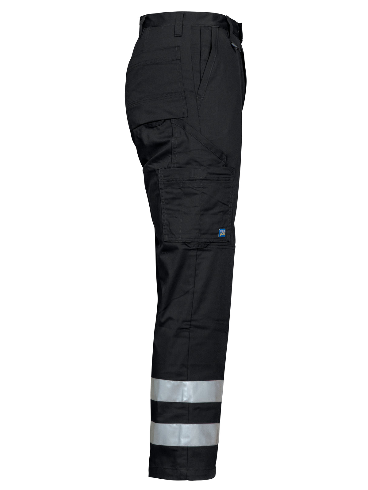 ProJob 2517 Arbeitshose mit Reflektoren Gerader Schnitt Schwarz, Seitenansicht rechts