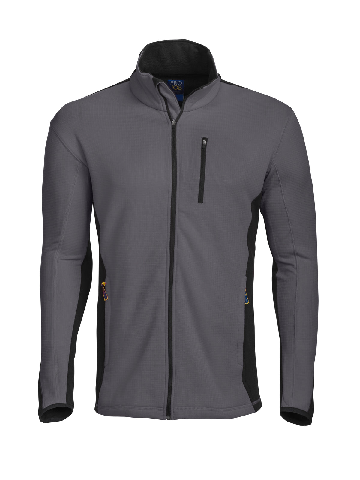 ProJob 3307 Microfleece Jacke in Ripstop Optik Grau, Vorderansicht