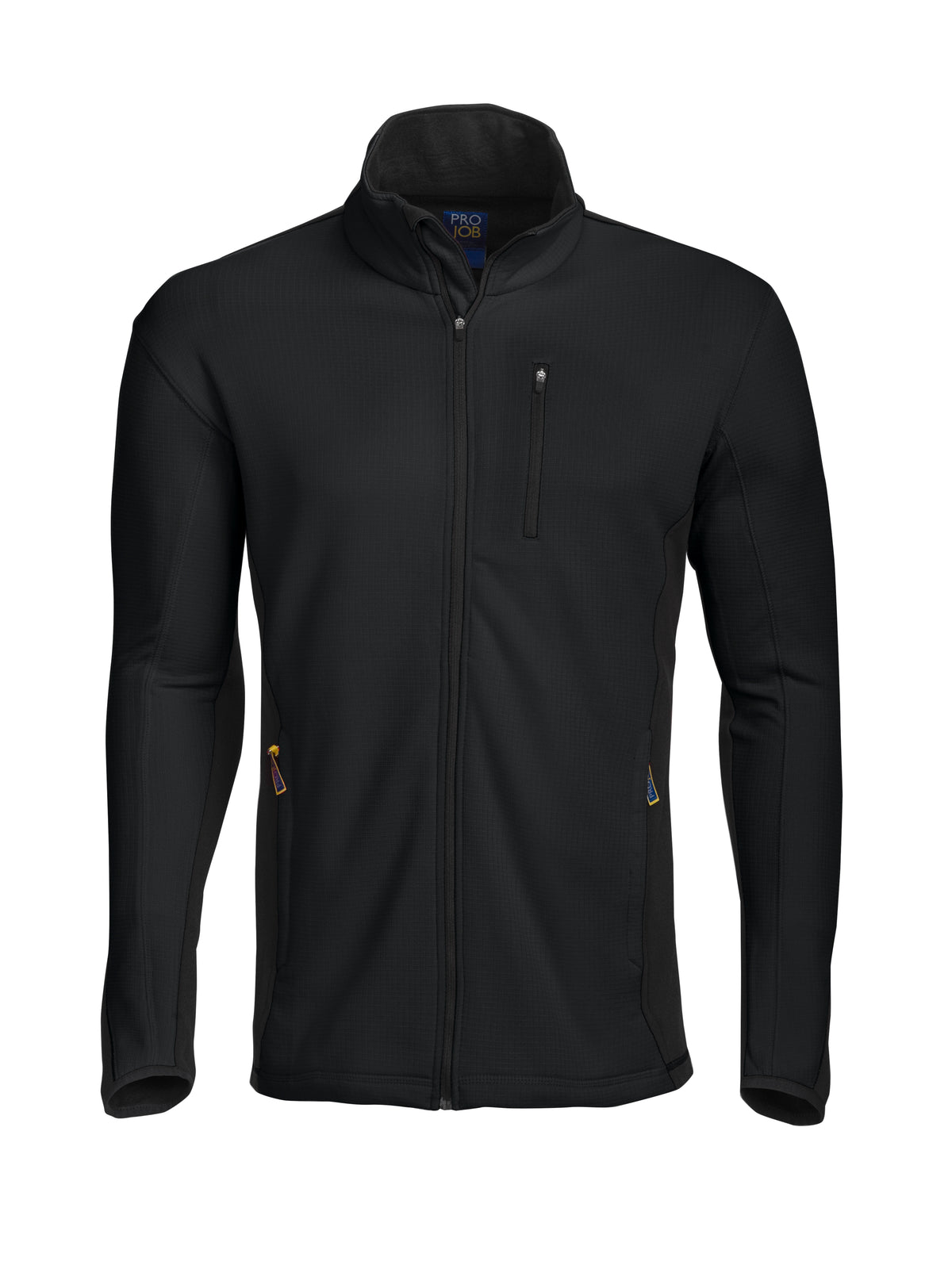 ProJob 3307 Microfleece Jacke in Ripstop Optik Schwarz, Vorderansicht