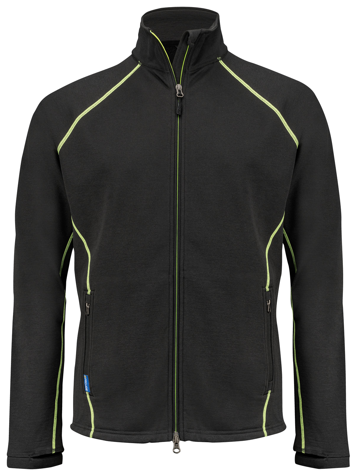 ProJob 3317 Funktionaler Microfleece Jacke ohne Kapuze Schwarz/Gelb, Vorderansicht