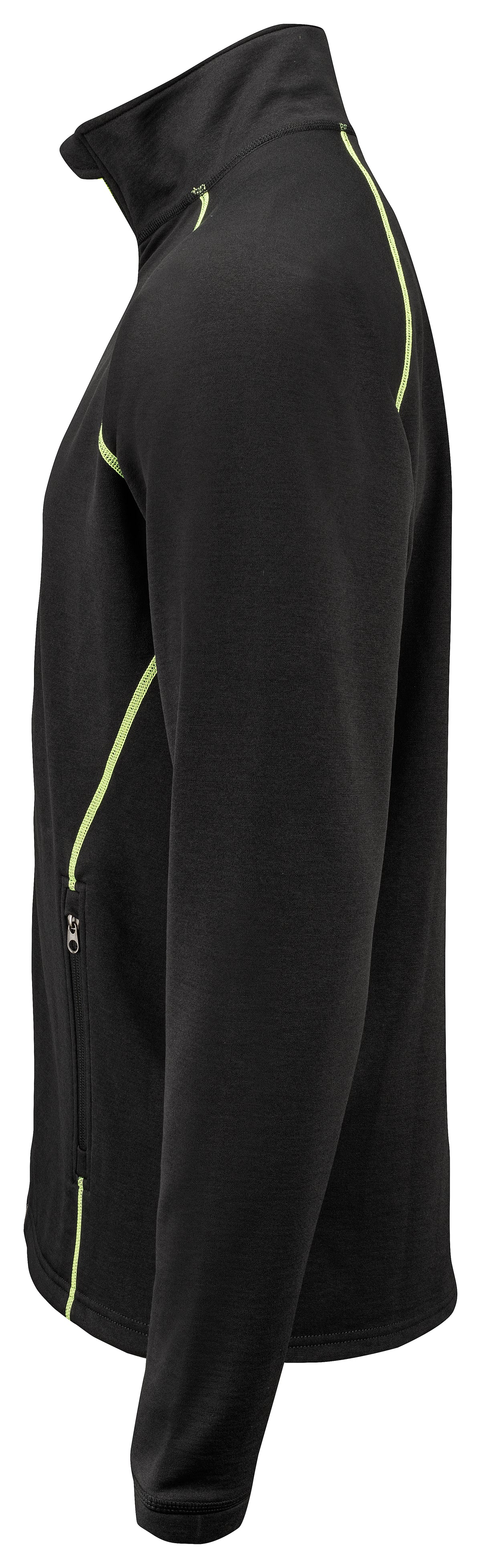 ProJob 3317 Funktionaler Microfleece Jacke ohne Kapuze Schwarz/Gelb, Seitenansicht links