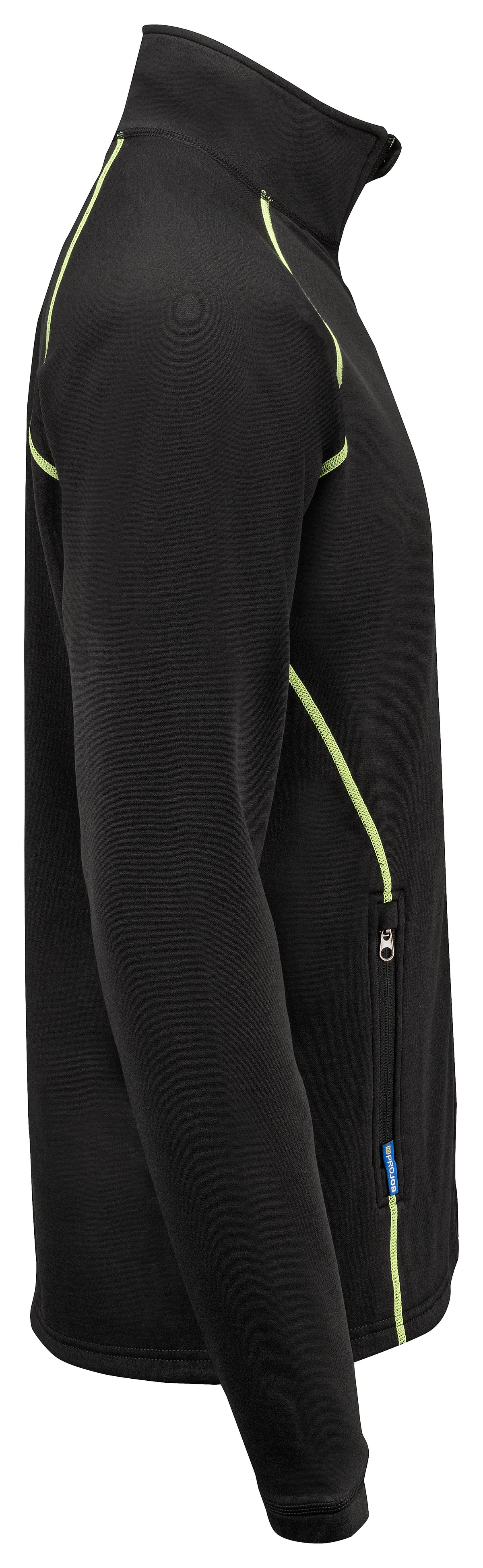 ProJob 3317 Funktionaler Microfleece Jacke ohne Kapuze Schwarz/Gelb, Seitenansicht rechts