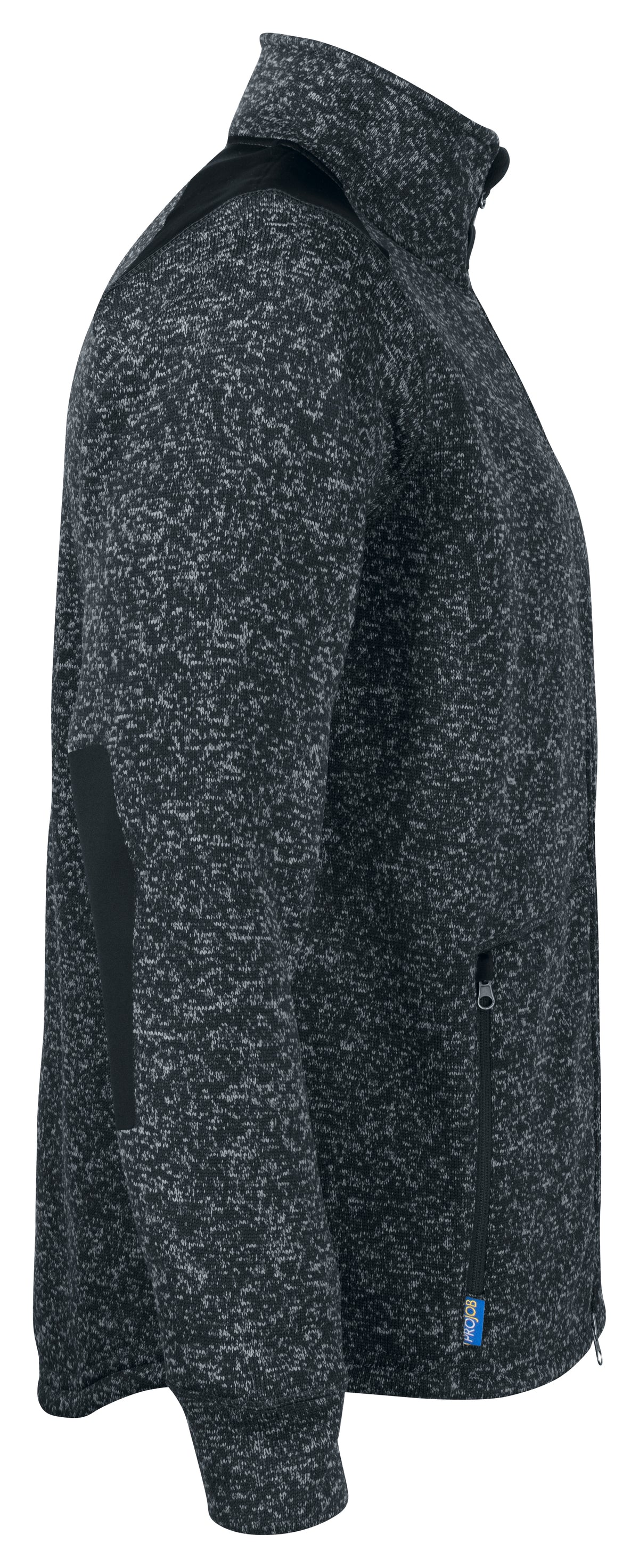 ProJob 3318 Fleece Jacke in Melange Optik Schwarz, Seitenansicht rechts