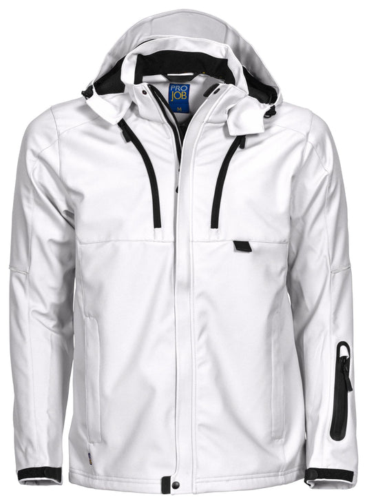 ProJob 3406 3-Lagige Softshell Jacke Weiss, Vorderansicht
