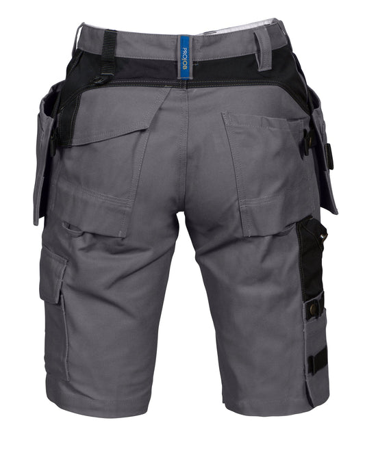 ProJob 5527 Oberschenkelverstärkte Shorts mit Hängetaschen 100% Baumwolle Grau, Rückansicht