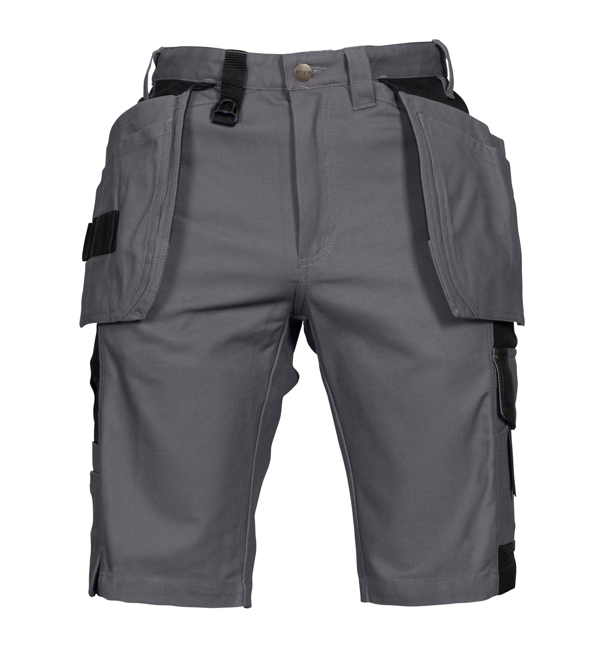 ProJob 5527 Oberschenkelverstärkte Shorts mit Hängetaschen 100% Baumwolle Grau, Vorderansicht