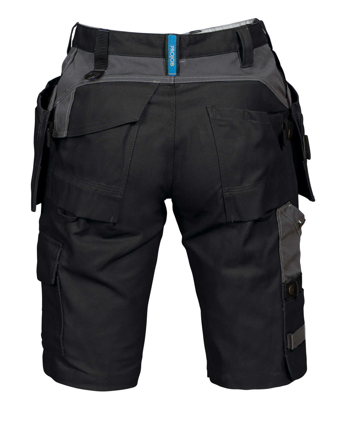 ProJob 5527 Oberschenkelverstärkte Shorts mit Hängetaschen 100% Baumwolle Schwarz, Rückansicht