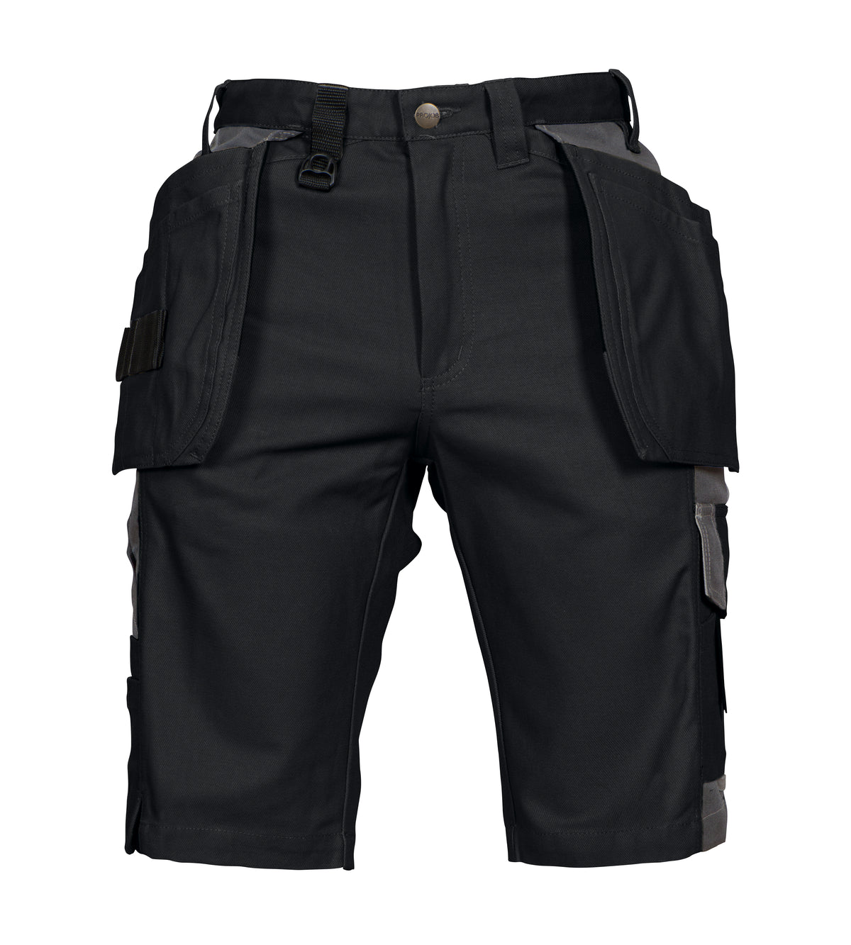 ProJob 5527 Oberschenkelverstärkte Shorts mit Hängetaschen 100% Baumwolle Schwarz, Vorderansicht