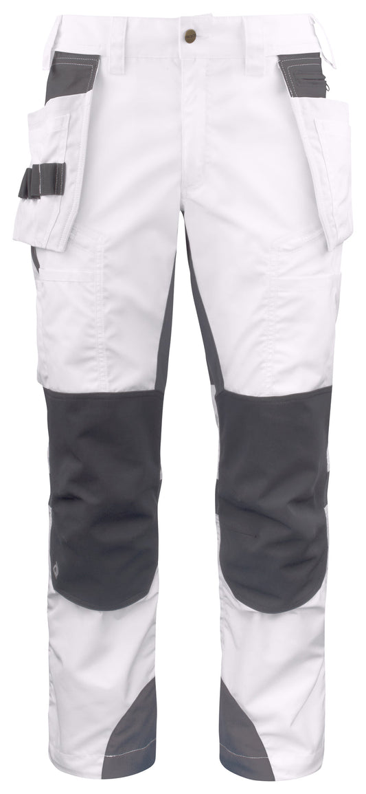ProJob 5536 Bundhose mit Stretcheinsätzen und Abnehmbaren Hängetaschen Weiss, Vorderansicht