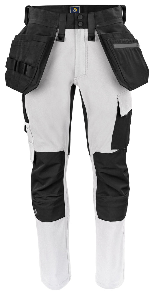 ProJob 5551 Bundhose Stretch mit Hängetaschen Weiss, Vorderansicht