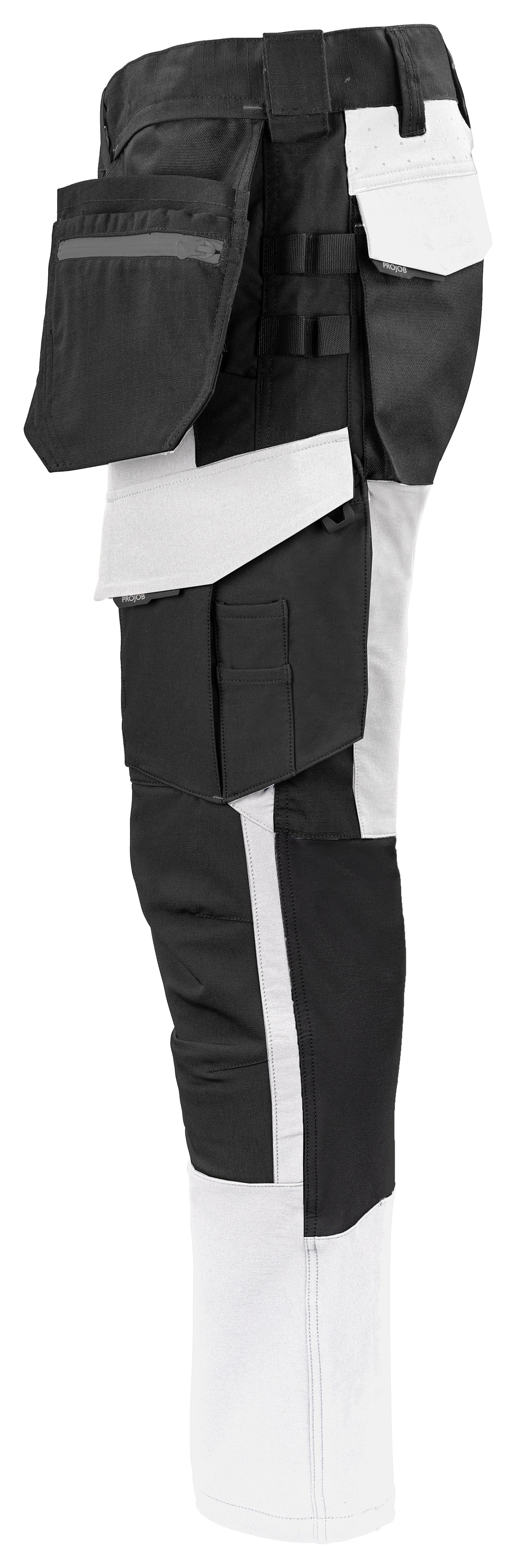 ProJob 5551 Bundhose Stretch mit Hängetaschen Weiss, Seitenansicht links