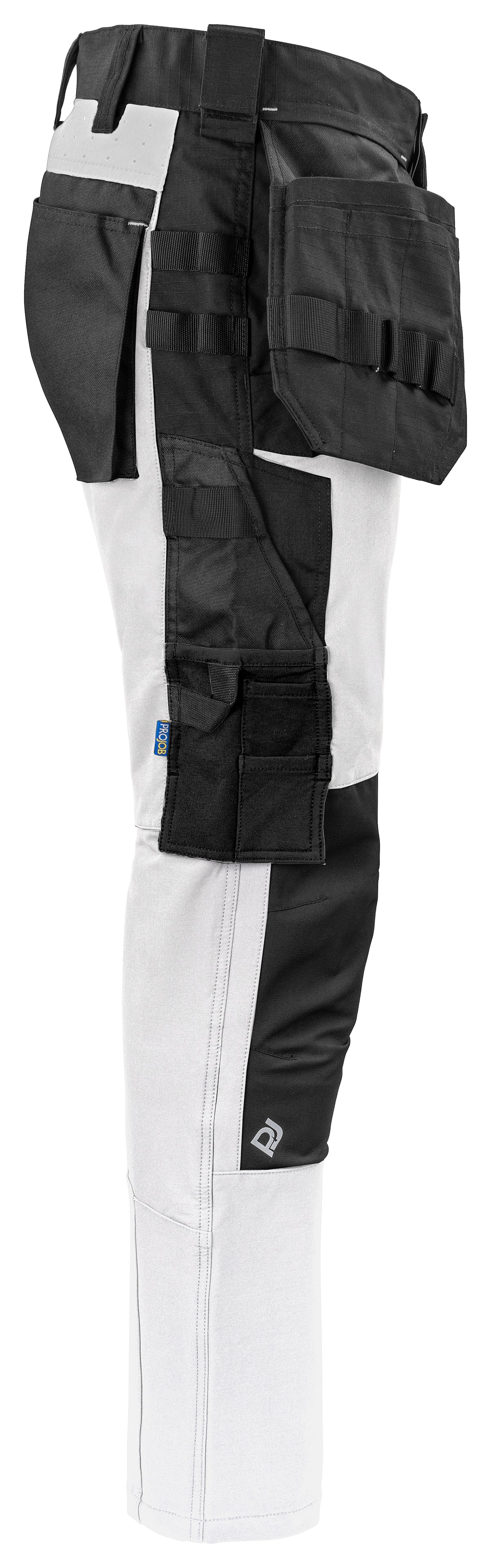 ProJob 5551 Bundhose Stretch mit Hängetaschen Weiss, Seitenansicht rechts