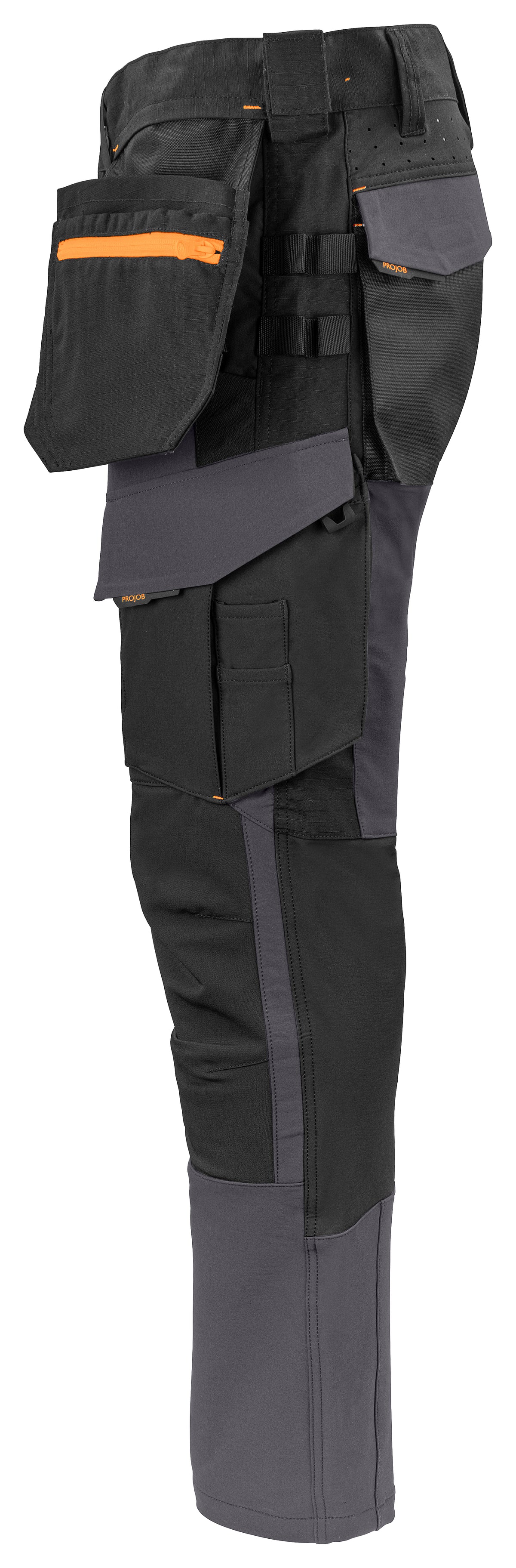 ProJob 5551 Bundhose Stretch mit Hängetaschen Grau, Seitenansicht links