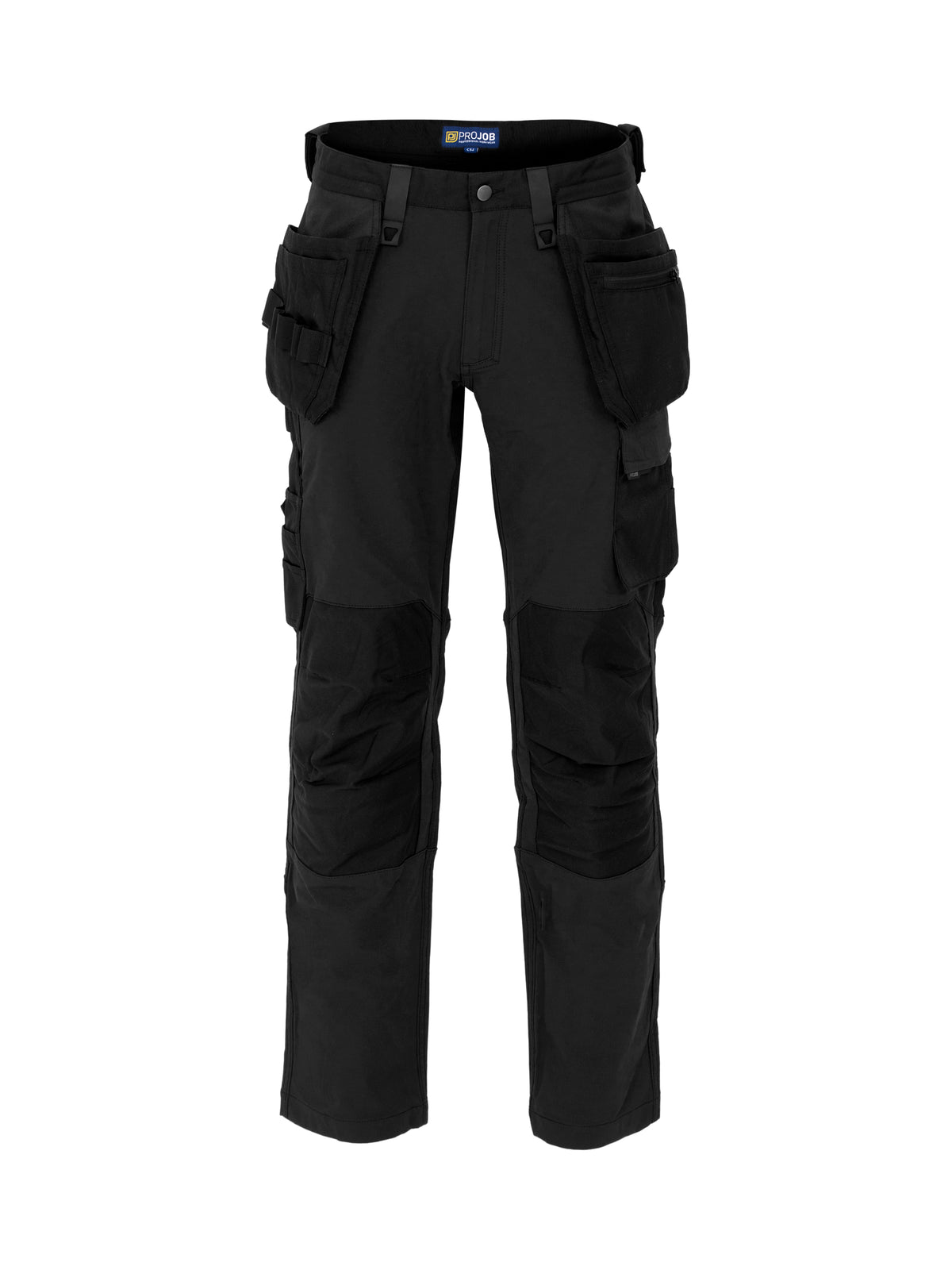 ProJob 5551 Bundhose Stretch mit Hängetaschen Black/Black, Vorderansicht