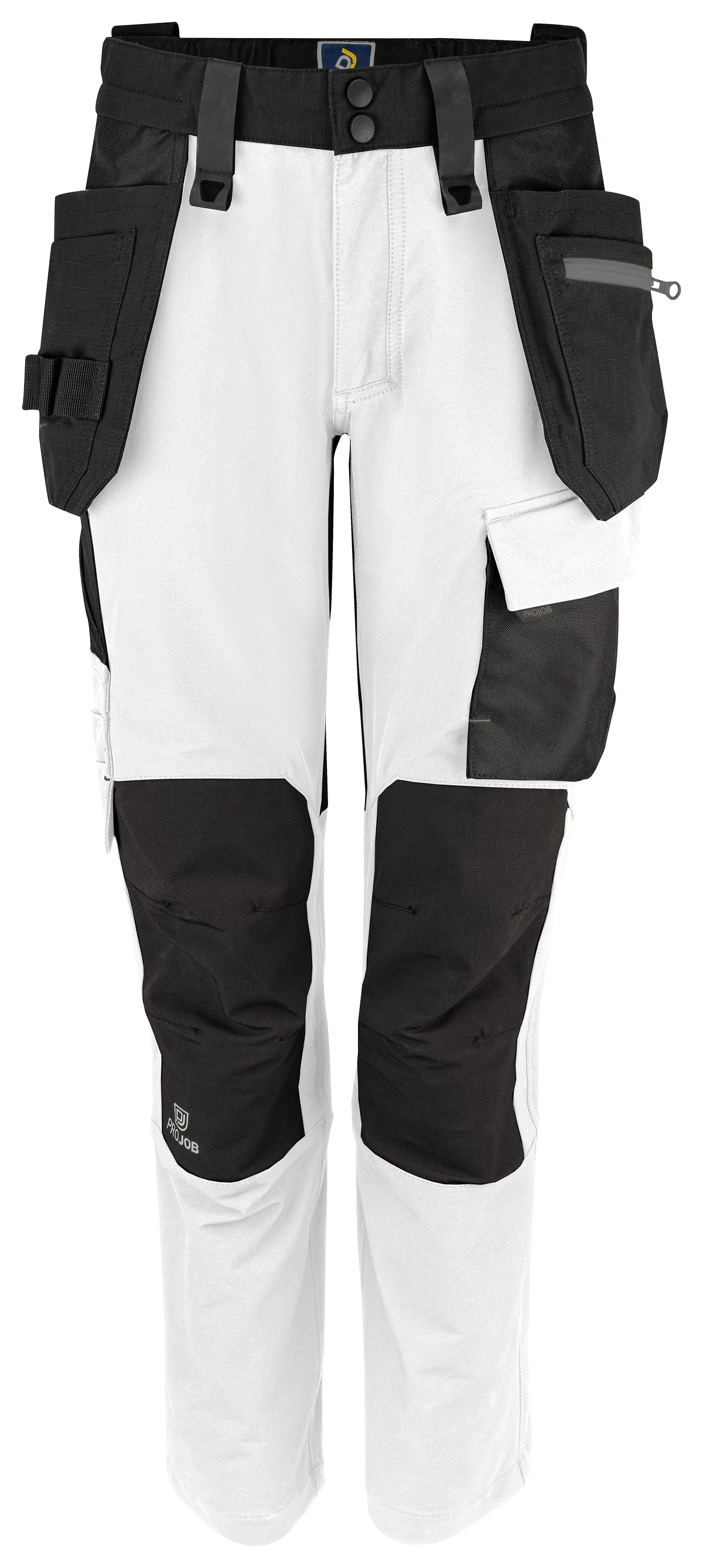 ProJob 5564 Damen Stretch Arbeitshose mit Hängentaschen Weiss, Vorderansicht