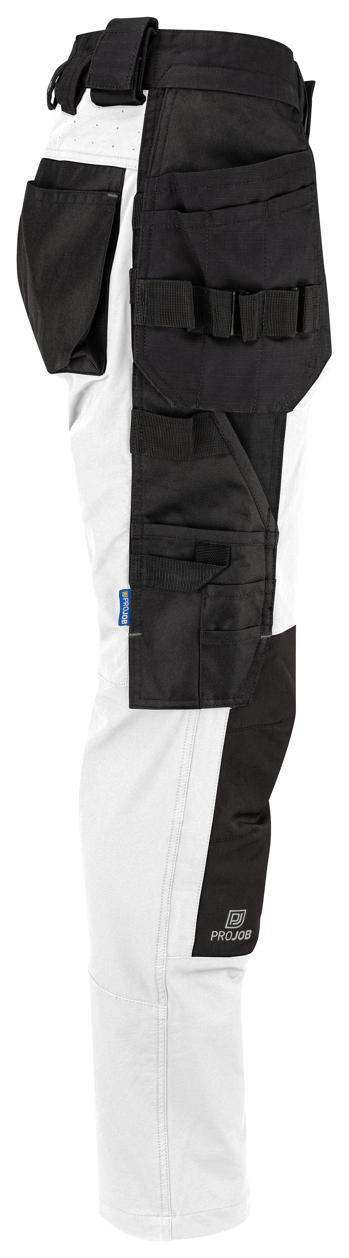 ProJob 5564 Damen Stretch Arbeitshose mit Hängentaschen Weiss, Seitenansicht rechts