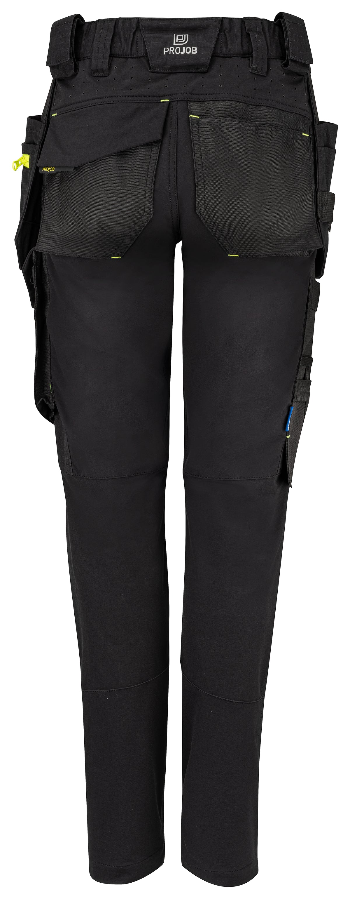 ProJob 5564 Damen Stretch Arbeitshose mit Hängentaschen Schwarz, Rückansicht