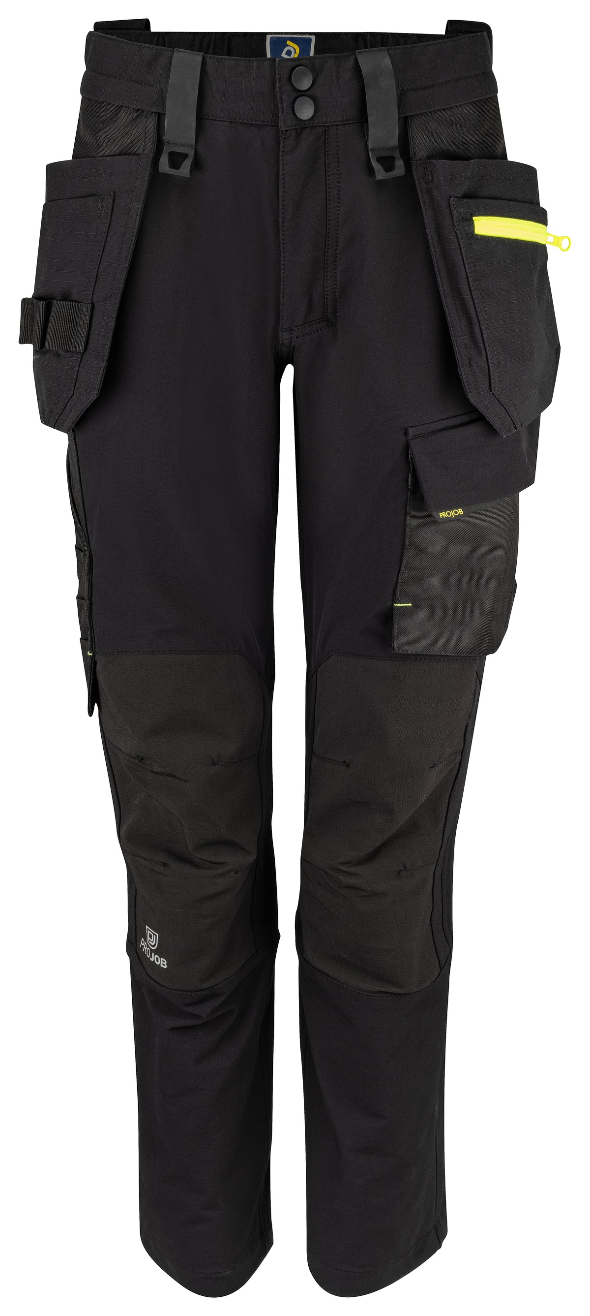 ProJob 5564 Damen Stretch Arbeitshose mit Hängentaschen Schwarz, Vorderansicht