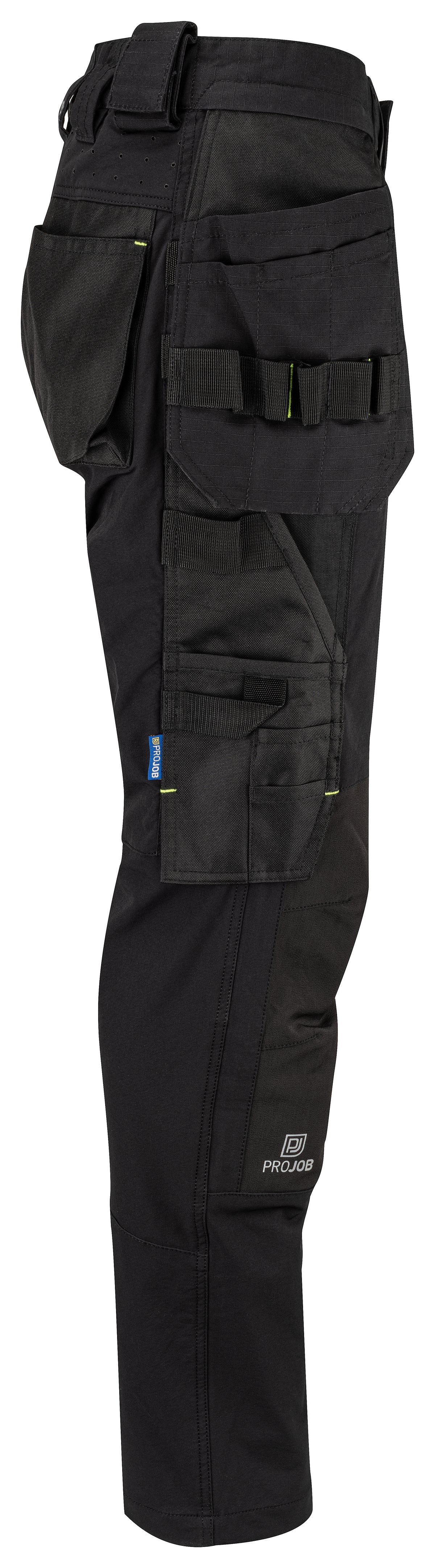 ProJob 5564 Damen Stretch Arbeitshose mit Hängentaschen Schwarz, Seitenansicht rechts