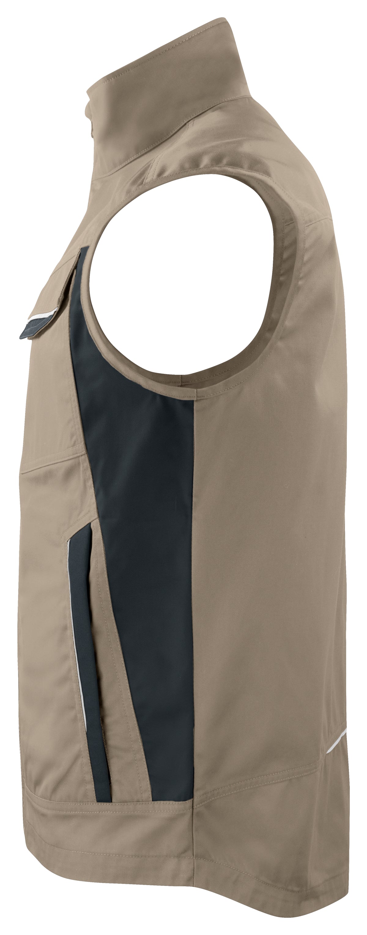 ProJob 5706 Weste mit Kontrastelementen Khaki, Seitenansicht links