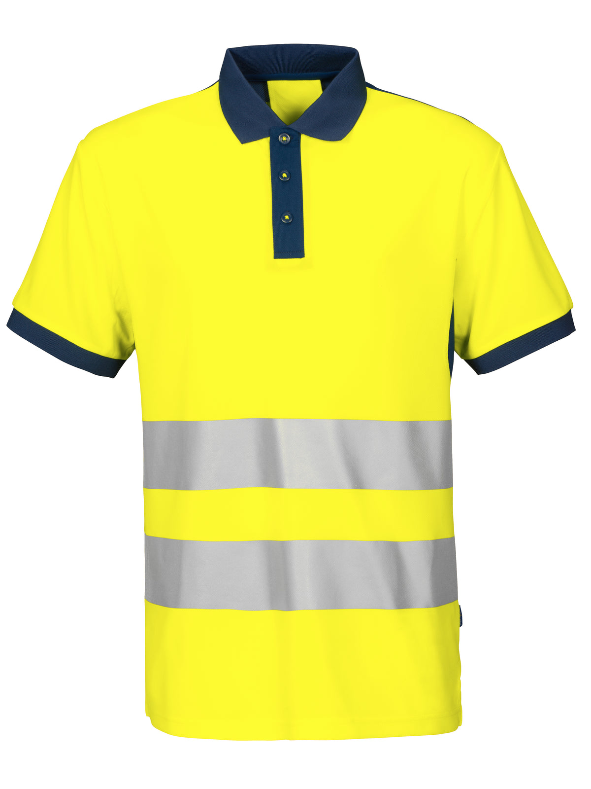 ProJob 6008 Piqué Polo EN ISO 20471 Klasse 2 Gelb/Marine, Vorderansicht