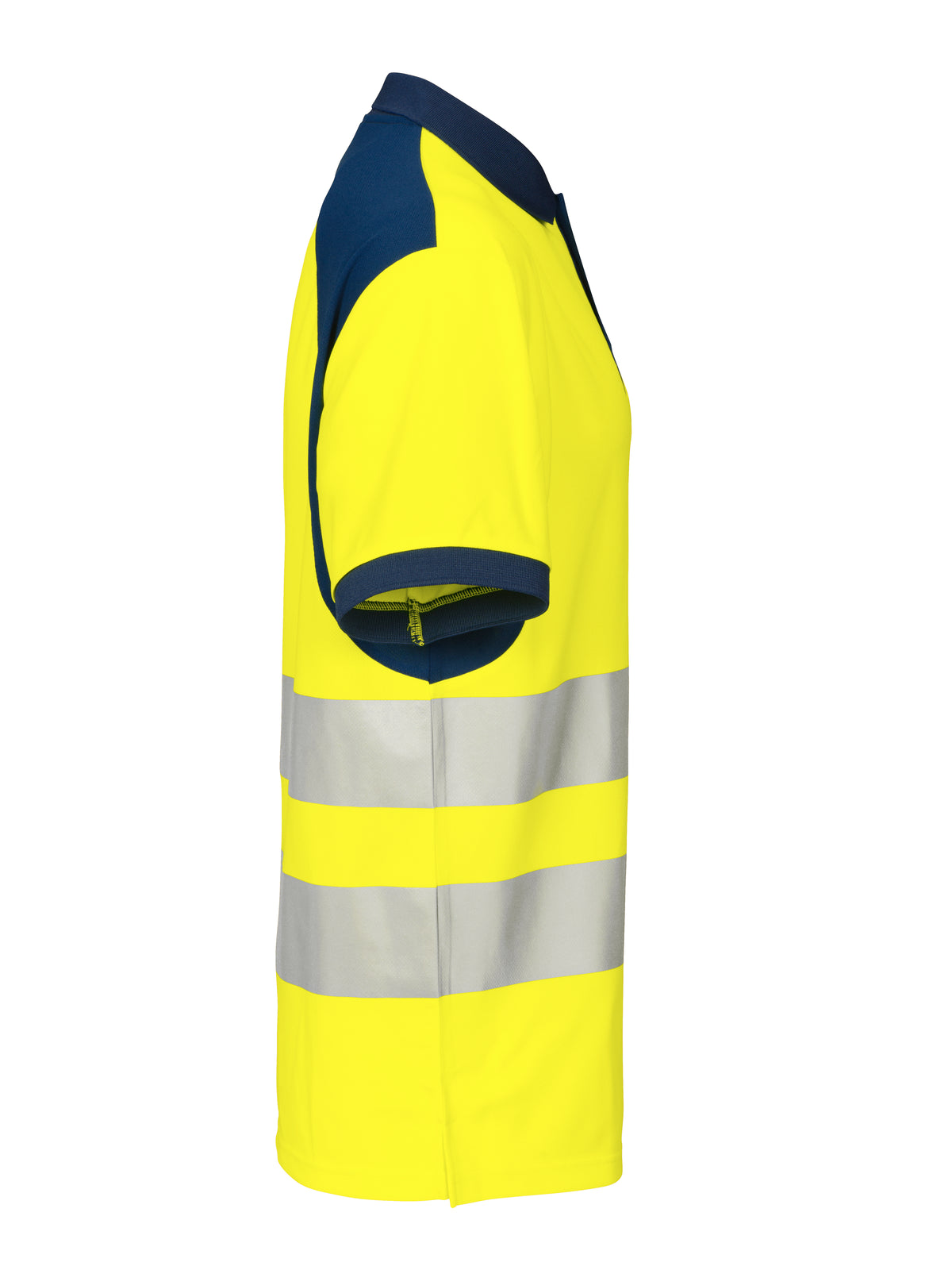 ProJob 6008 Piqué Polo EN ISO 20471 Klasse 2 Gelb/Marine, Seitenansicht rechts
