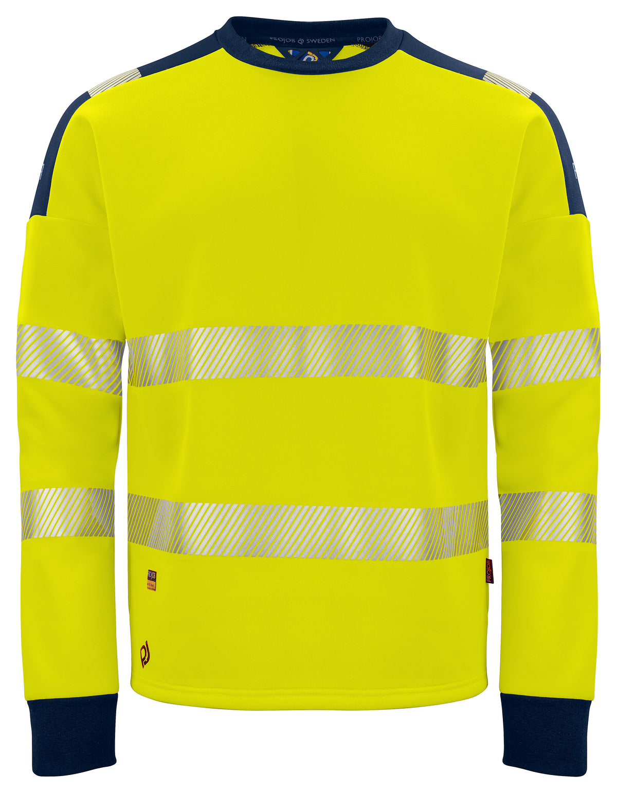 ProJob 6108 Sweatshirt EN ISO 20471 Klasse 3/2 Gelb/Marine, Vorderansicht