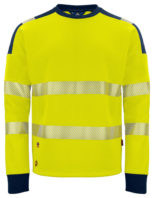ProJob 6108 Sweatshirt EN ISO 20471 Klasse 3/2 Gelb/Marine, Vorderansicht