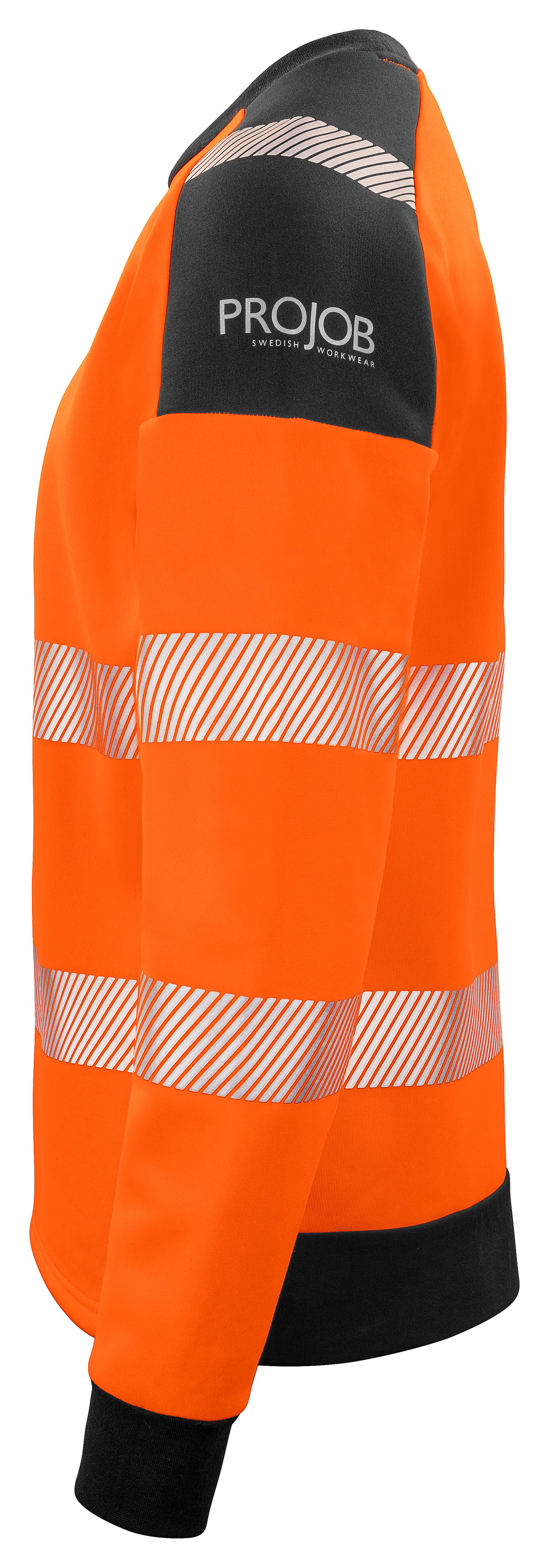 ProJob 6108 Sweatshirt EN ISO 20471 Klasse 3/2 Orange/Schwarz, Seitenansicht links