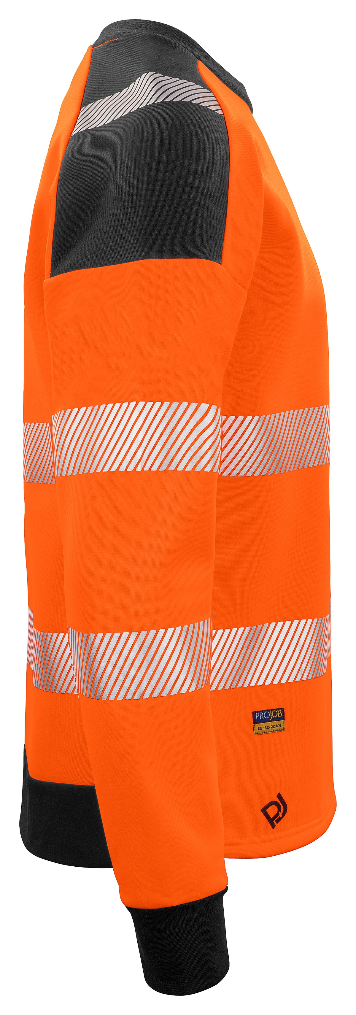 ProJob 6108 Sweatshirt EN ISO 20471 Klasse 3/2 Orange/Schwarz, Seitenansicht rechts