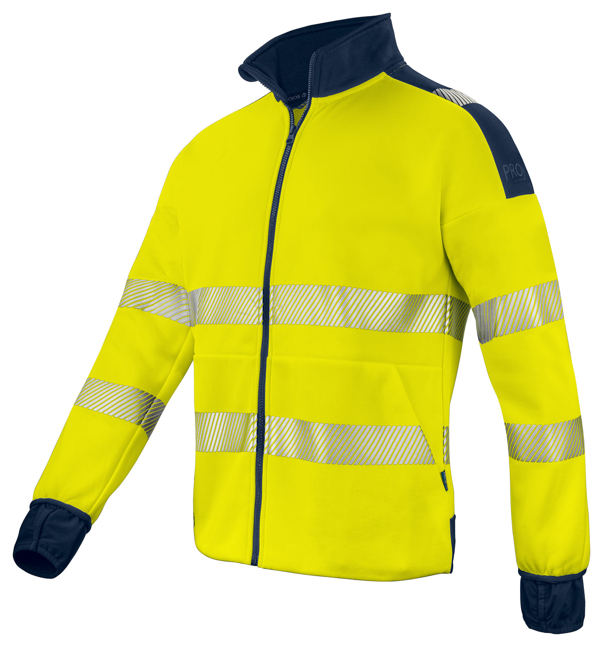 ProJob 6109 Full Zip Sweat Jacke EN ISO 20471 Klasse 3/2 Gelb/Marine, Produktansicht