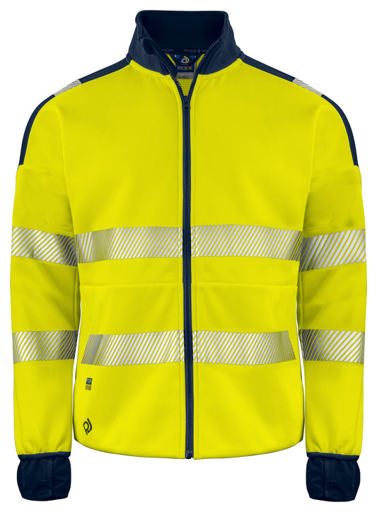 ProJob 6109 Full Zip Sweat Jacke EN ISO 20471 Klasse 3/2 Gelb/Marine, Vorderansicht