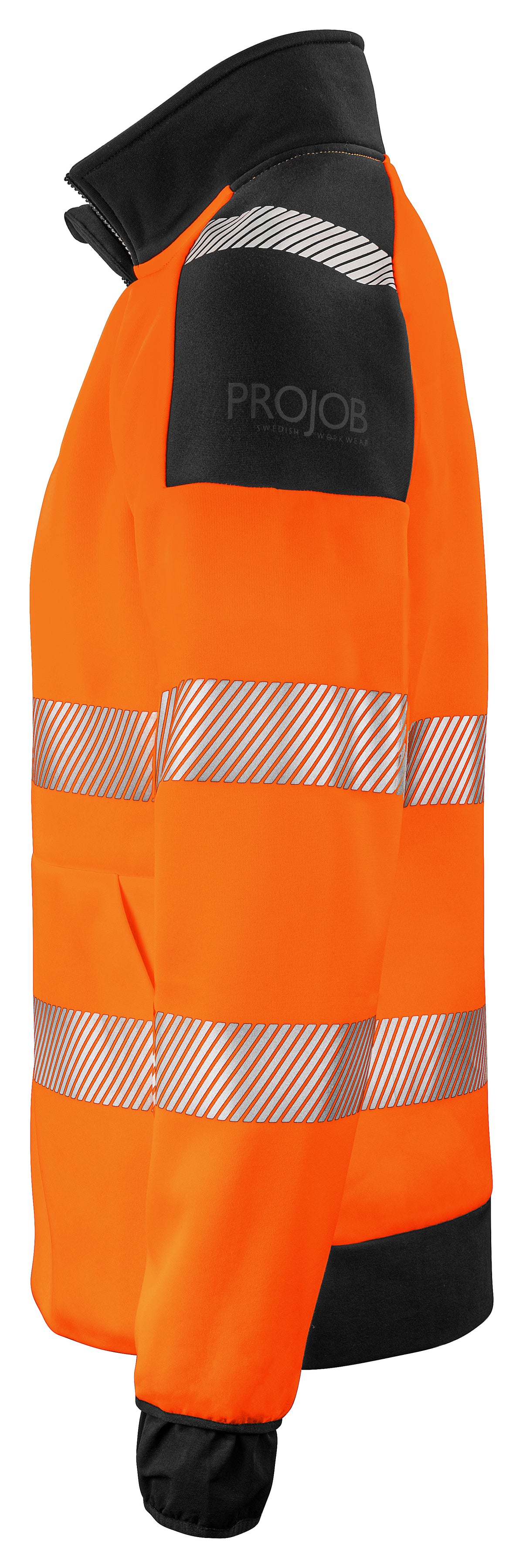ProJob 6109 Full Zip Sweat Jacke EN ISO 20471 Klasse 3/2 Orange/Schwarz, Seitenansicht links