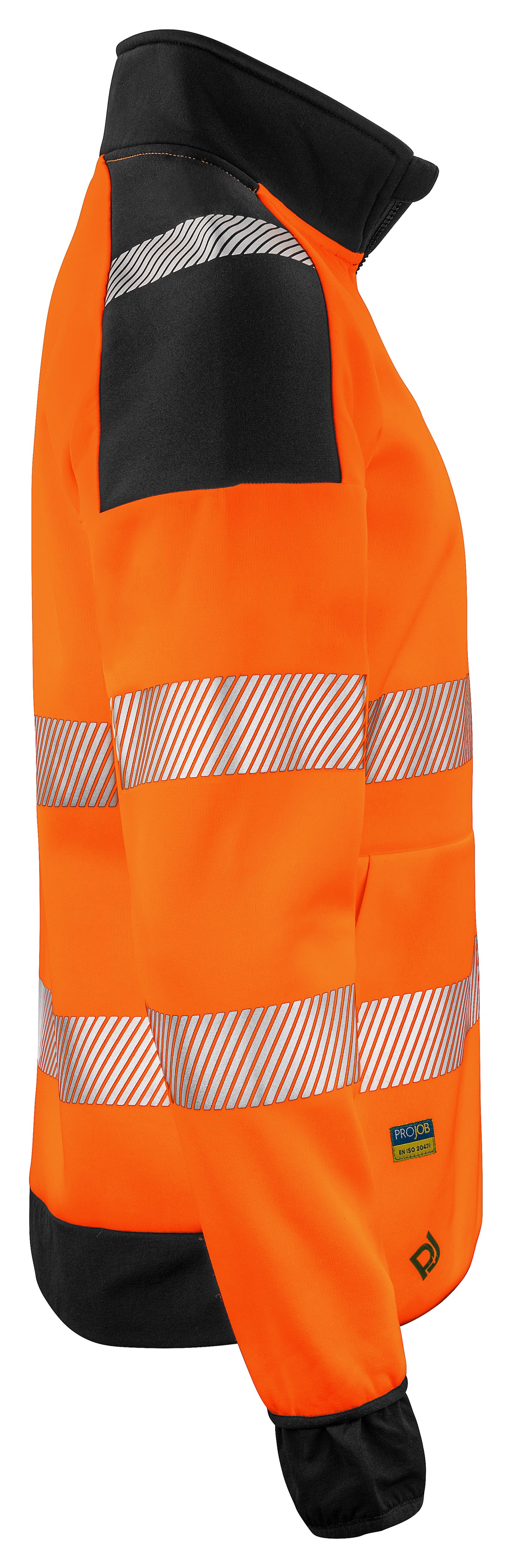 ProJob 6109 Full Zip Sweat Jacke EN ISO 20471 Klasse 3/2 Orange/Schwarz, Seitenansicht rechts