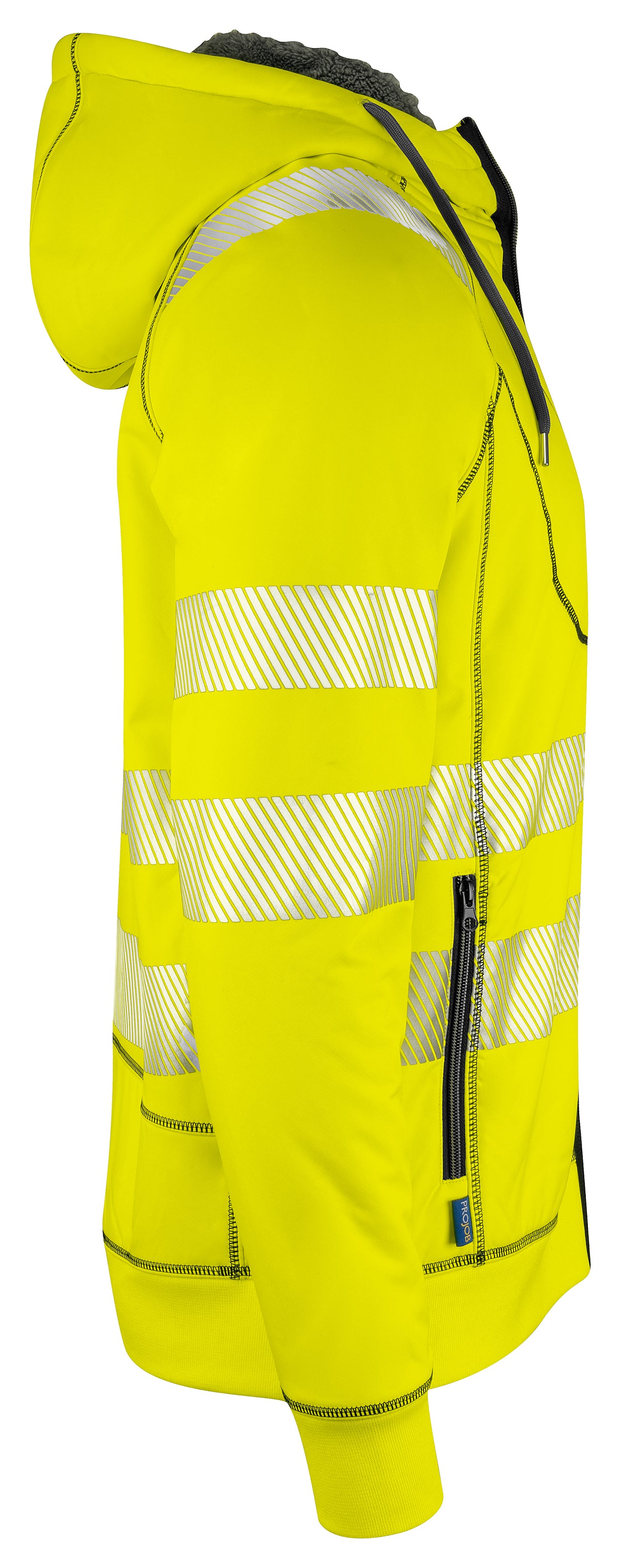 ProJob 6130 Kapuzenjacke EN ISO 20471 Klasse 3/2 Gelb/Schwarz, Seitenansicht rechts
