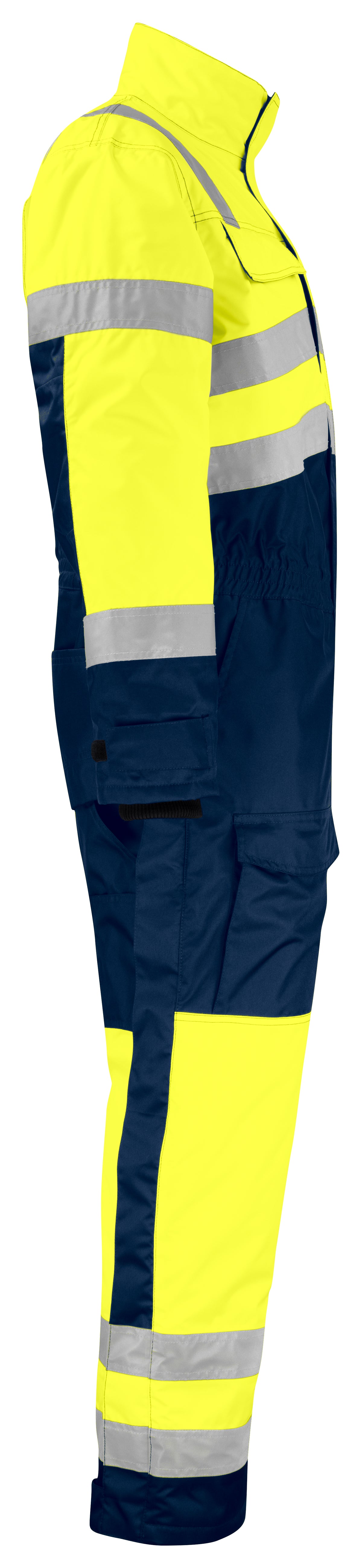 ProJob 6202 Gefütterter Overall EN ISO 20471 Klasse 3 Moderner Schnitt Gelb/Marine, Seitenansicht rechts
