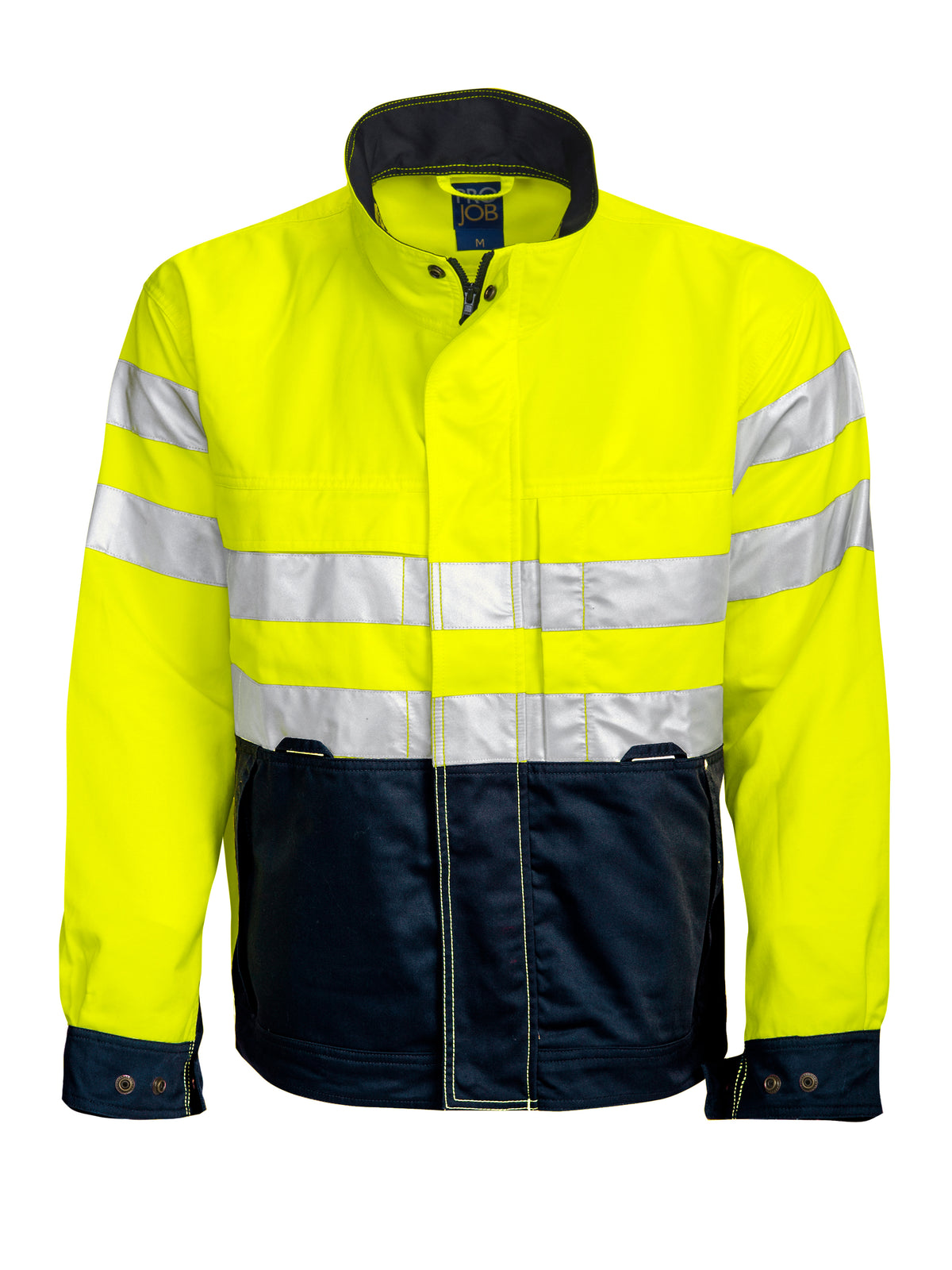 ProJob 6401 Ungefütterte Warnschutz-Jacke EN ISO 20471 Klasse 3 Gelb/Marine, Vorderansicht