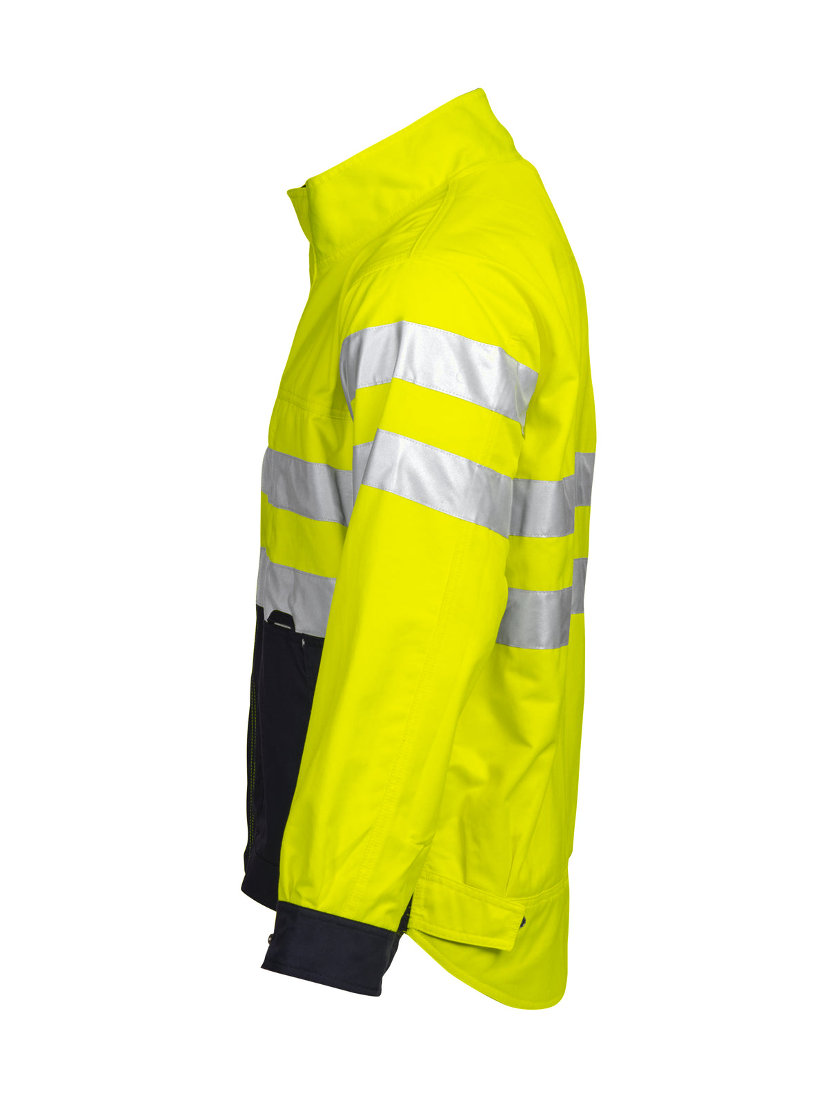 ProJob 6401 Ungefütterte Warnschutz-Jacke EN ISO 20471 Klasse 3 Gelb/Marine, Seitenansicht links