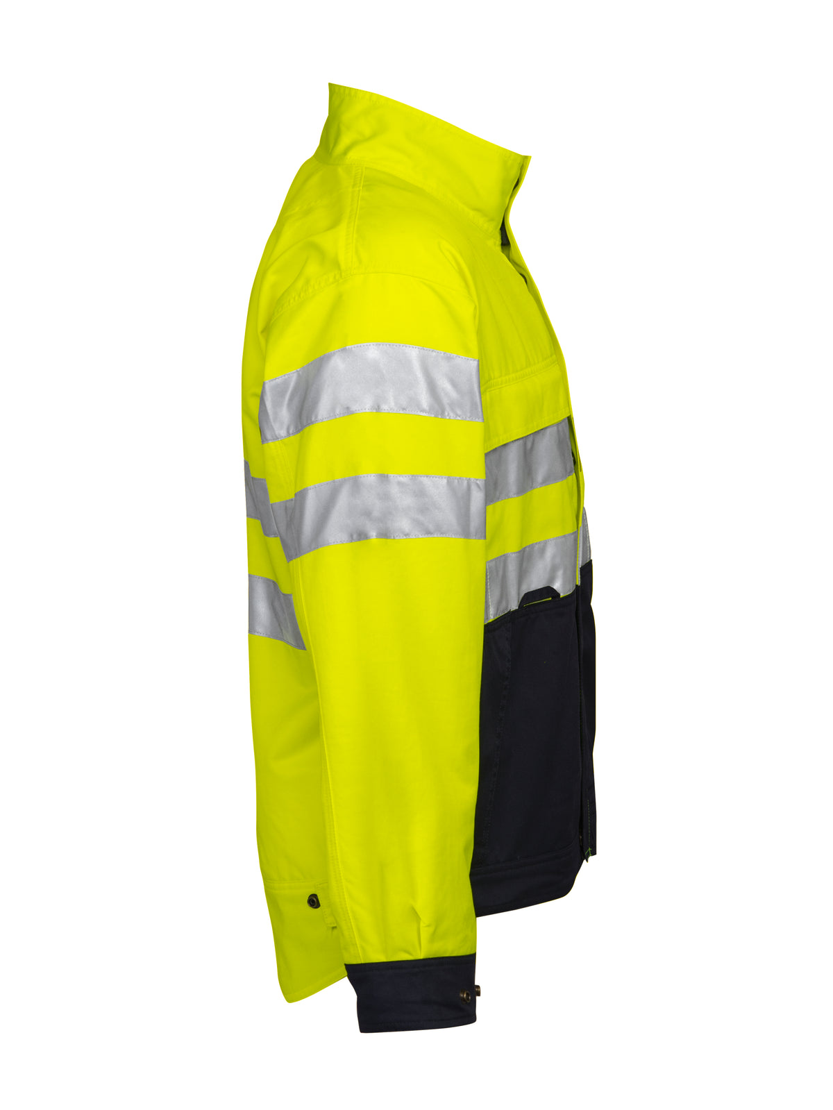 ProJob 6401 Ungefütterte Warnschutz-Jacke EN ISO 20471 Klasse 3 Gelb/Marine, Seitenansicht rechts