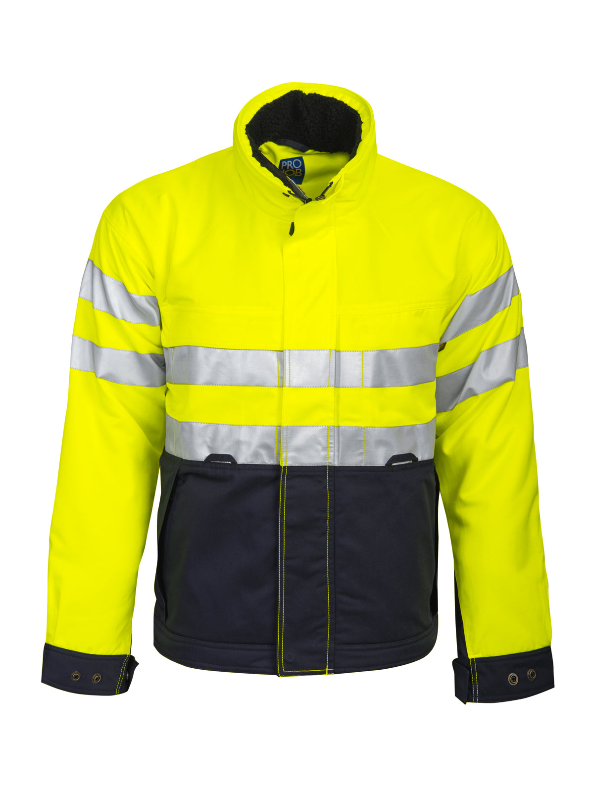 ProJob 6407 Gefütterte Jacke EN ISO 20471 Klasse 3 Gelb/Marine, Vorderansicht