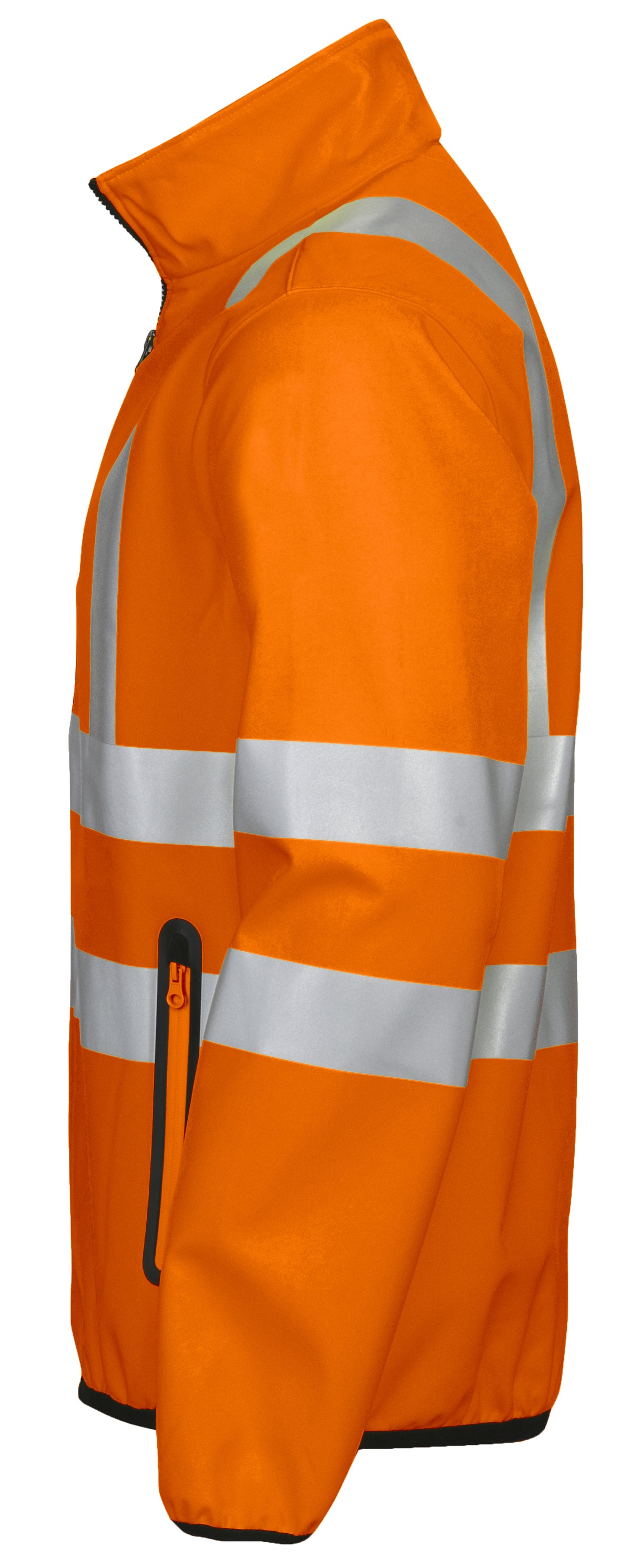 ProJob 6412 3-Lagige Softshell-Jacke EN ISO 20471 Klasse 3 Orange/Scjwarz, Seitenansicht links