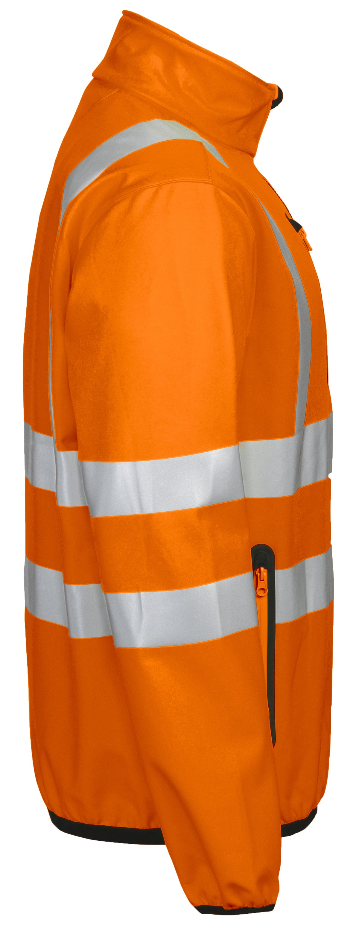 ProJob 6412 3-Lagige Softshell-Jacke EN ISO 20471 Klasse 3 Orange/Scjwarz, Seitenansicht rechts