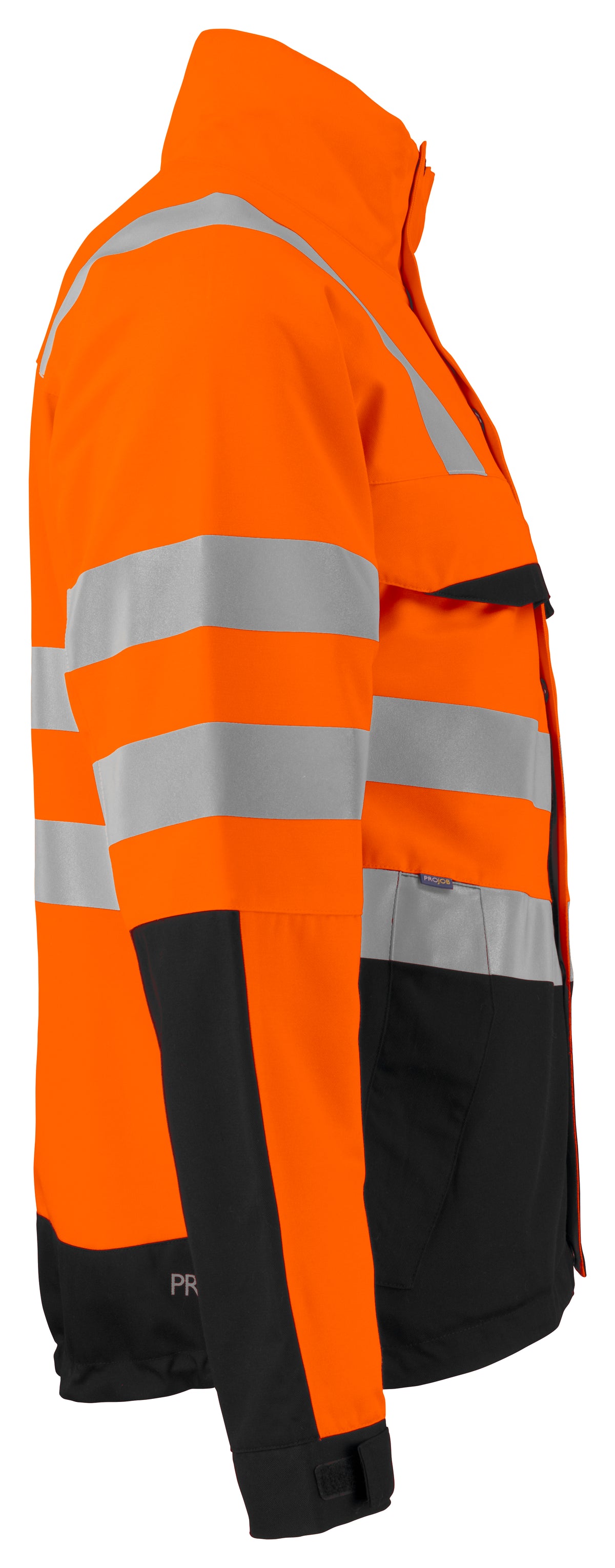 ProJob 6415 Jacke aus Mischgewebe EN ISO 20471 Klasse 3/2 Orange/Schwarz, Seitenansicht rechts